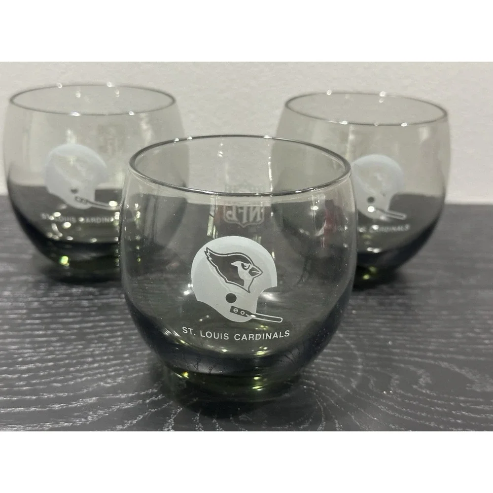 NFL Stemless Wine Glasses St. Louis Cardinals Set 3 Smoked Vintage Man Cave